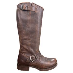 Frye Women’s Veronica Slouch Brown Leather Engineer Boots Size US 8.5